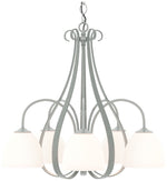 Sweeping Taper 24" Wide 5 Arm Vintage Platinum Chandelier With Opal Gl