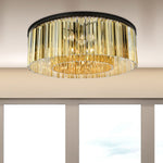Sydney 10 Lt Matte Black Flush Mount Golden Teak