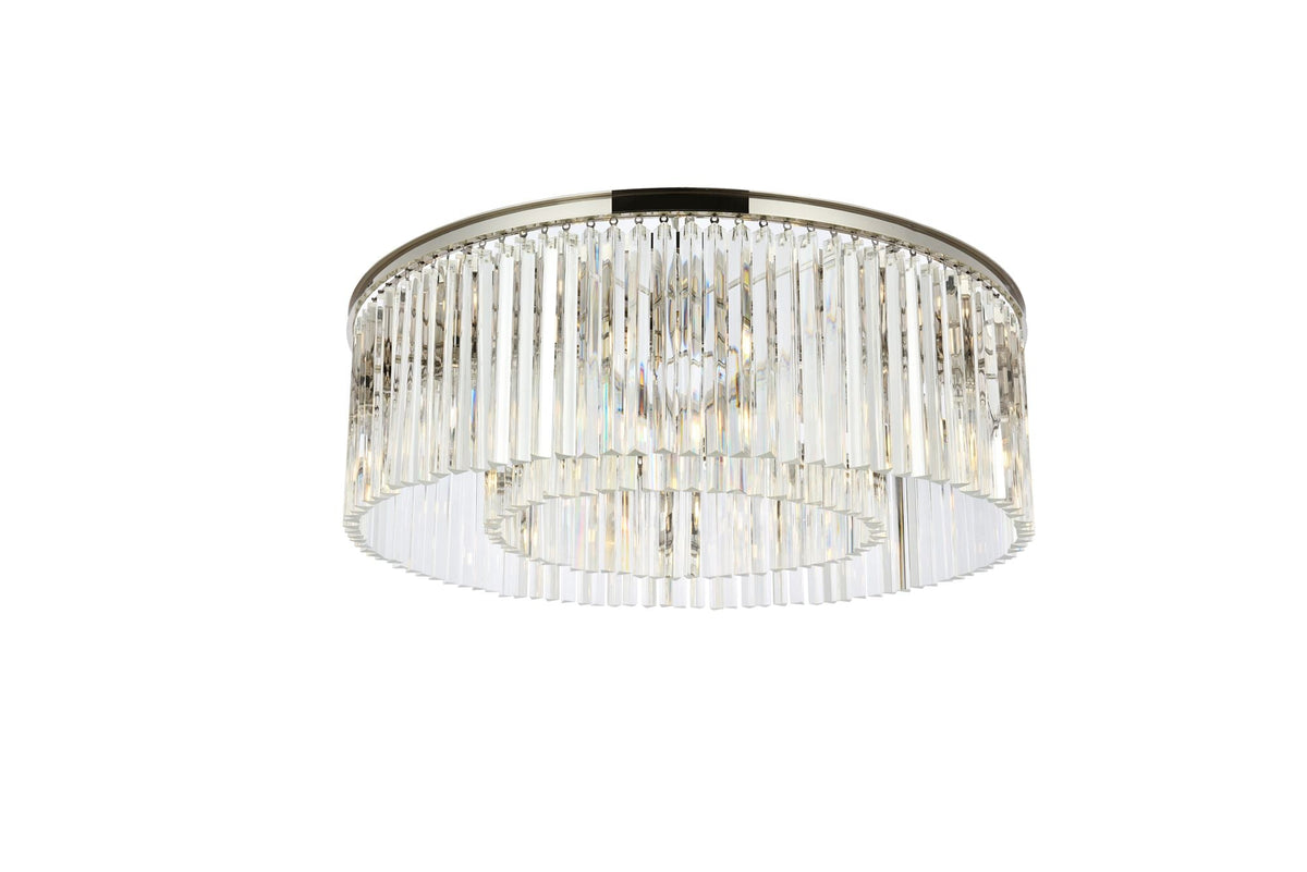 Sydney 10 Lt Polished Nickel Flush Mount Clear