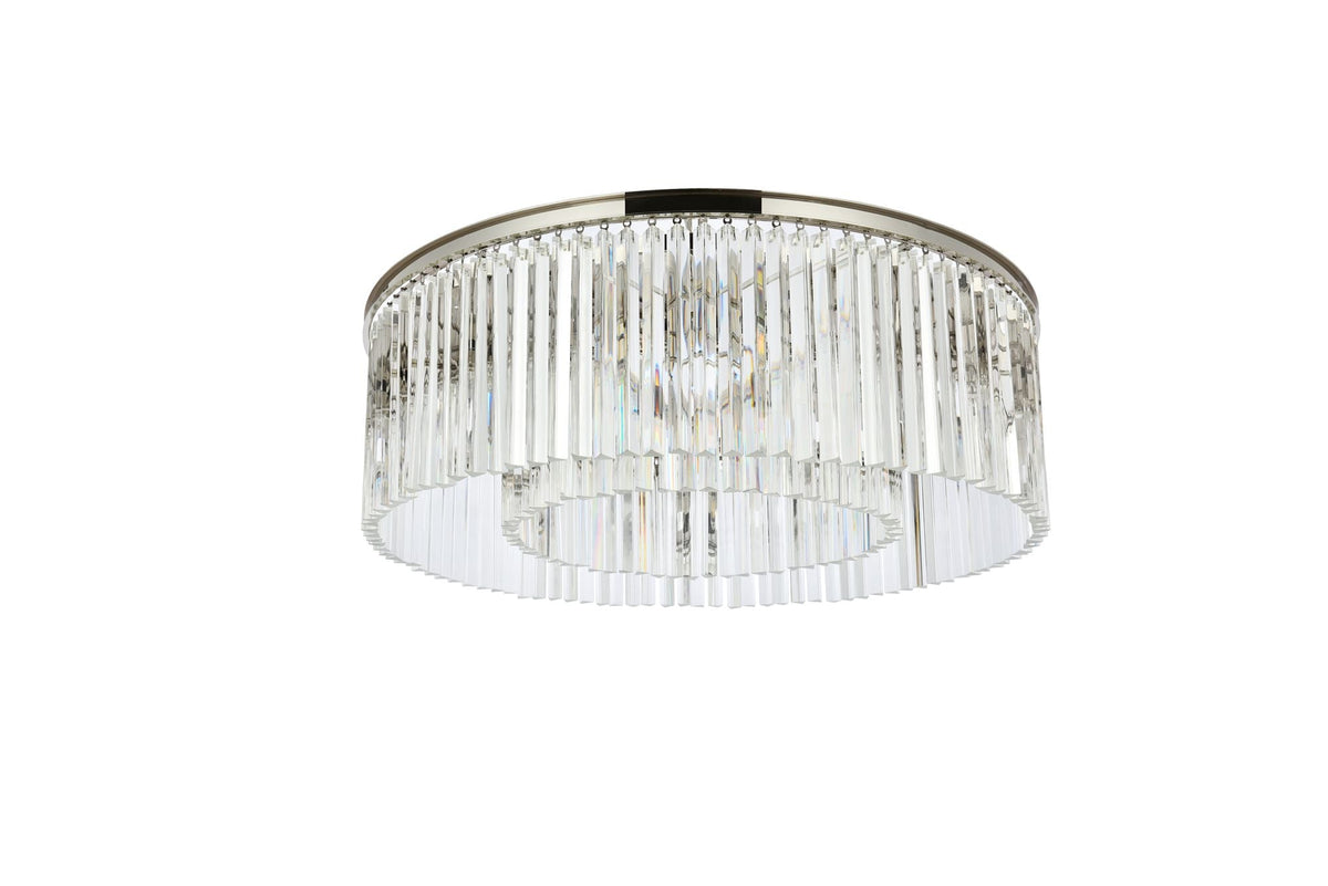 Sydney 10 Lt Polished Nickel Flush Mount Clear