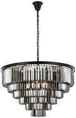 Sydney 33 Lt Matte Black Chandelier Silver Shade (Grey)