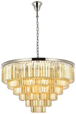 Sydney 33 Lt Polished Nickel Chandelier Golden Teak