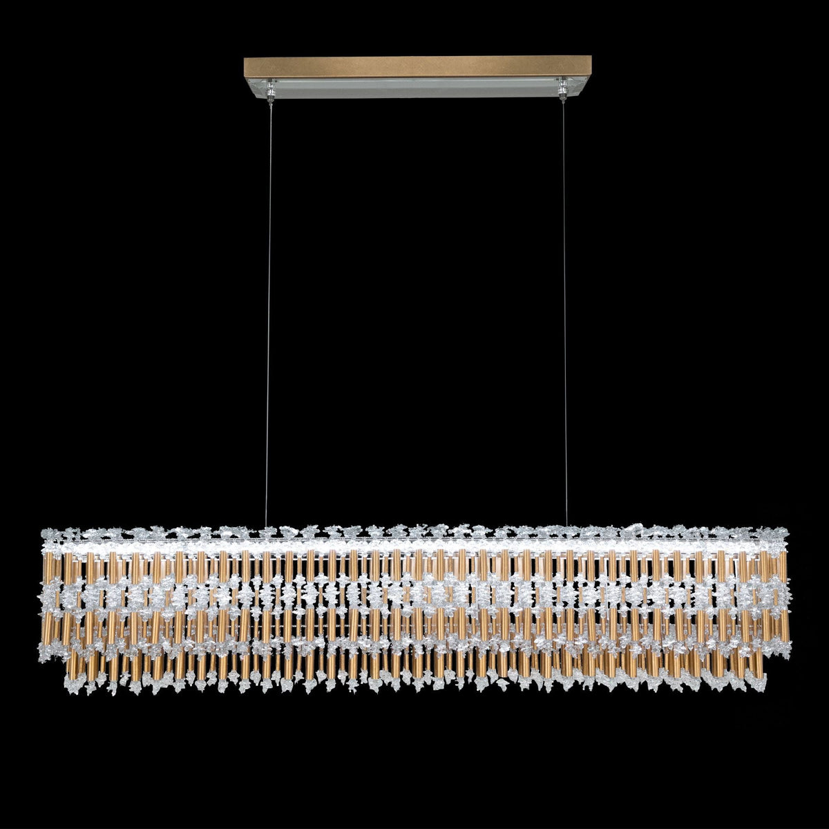 Tahitian 48" Wide Heirloom Gold Crystal 1-Lt Linear Pendant