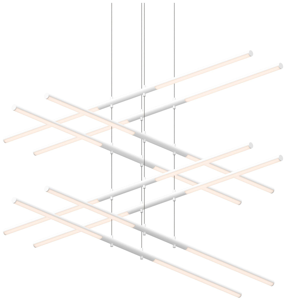 Tik.Tak Stack 47.5" Wide Satin White 4.Tier LED Pendant