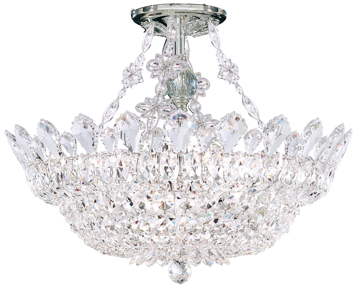 Trilliane 15"H x 19"W 8-Light Crystal Semi-Flush Mount in Silver