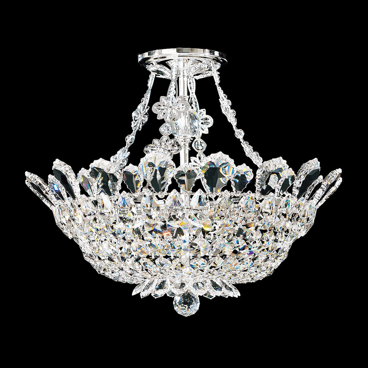 Trilliane 15"H x 19"W 8-Light Crystal Semi-Flush Mount in Silver