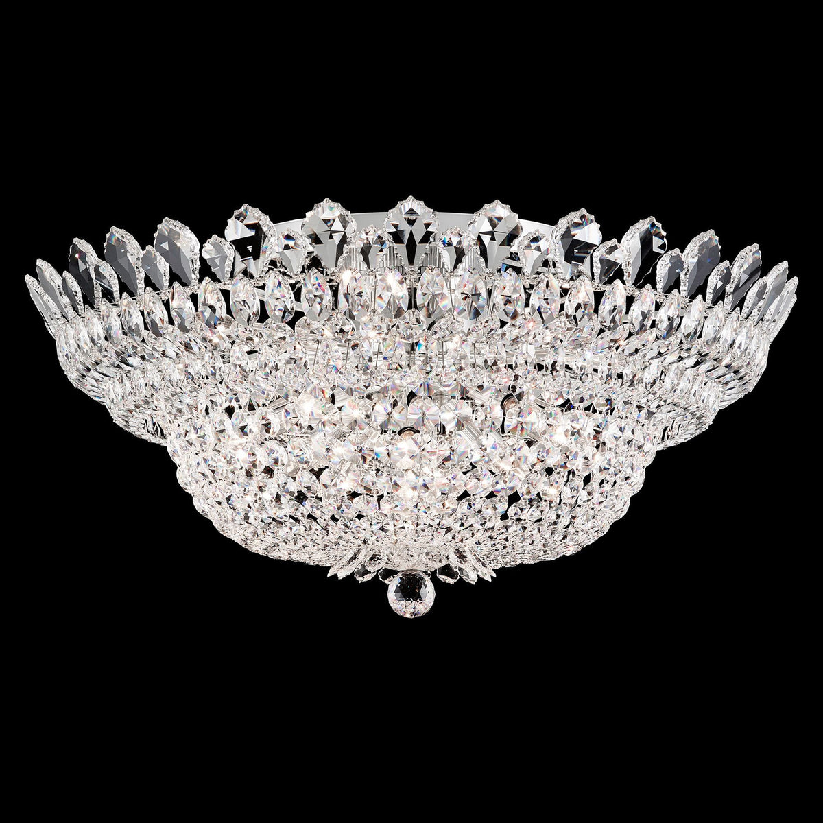 Trilliane 33" Wide Polished Silver Clear Crystal 23-Lt Flush Mt