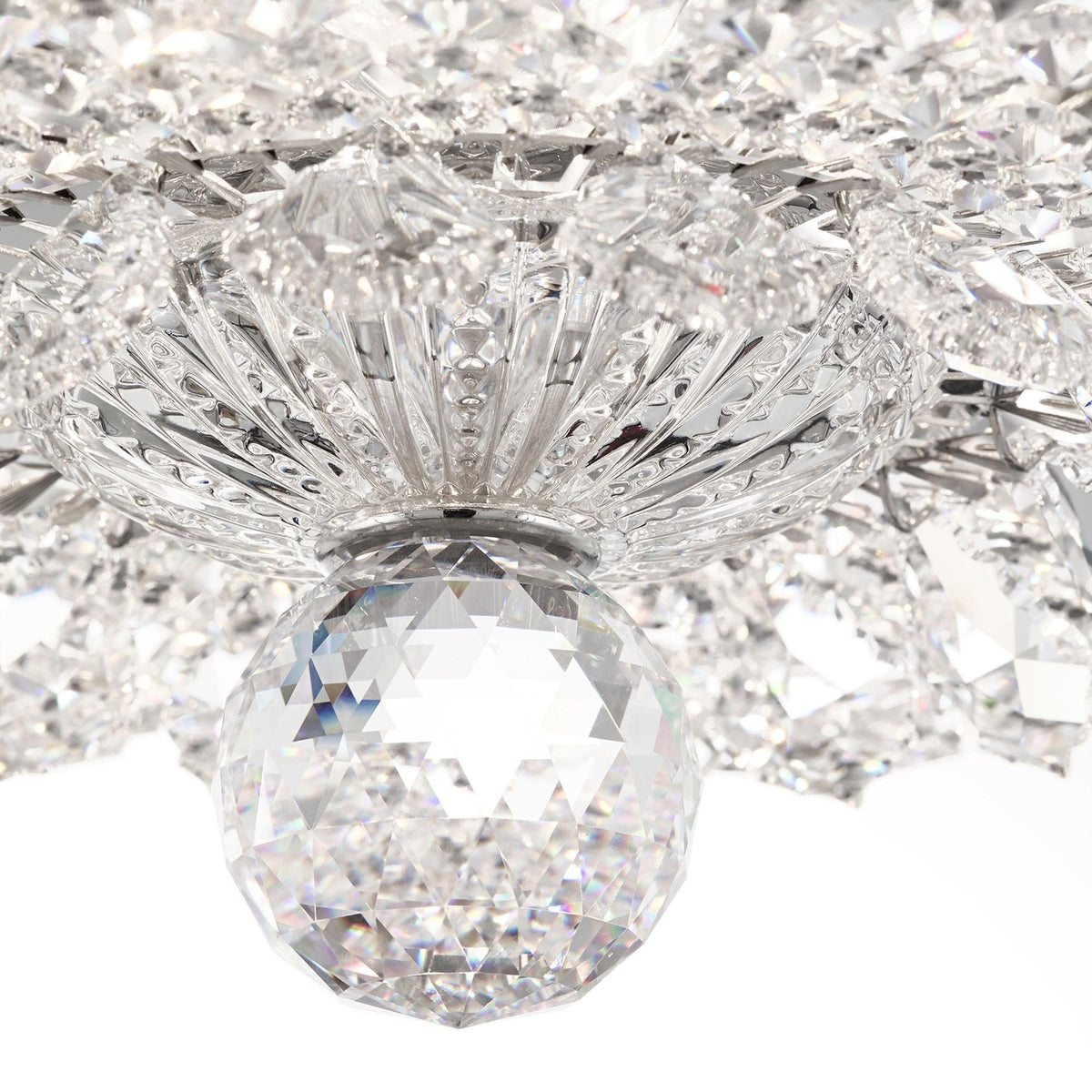 Trilliane 33" Wide Polished Silver Clear Crystal 23-Lt Flush Mt