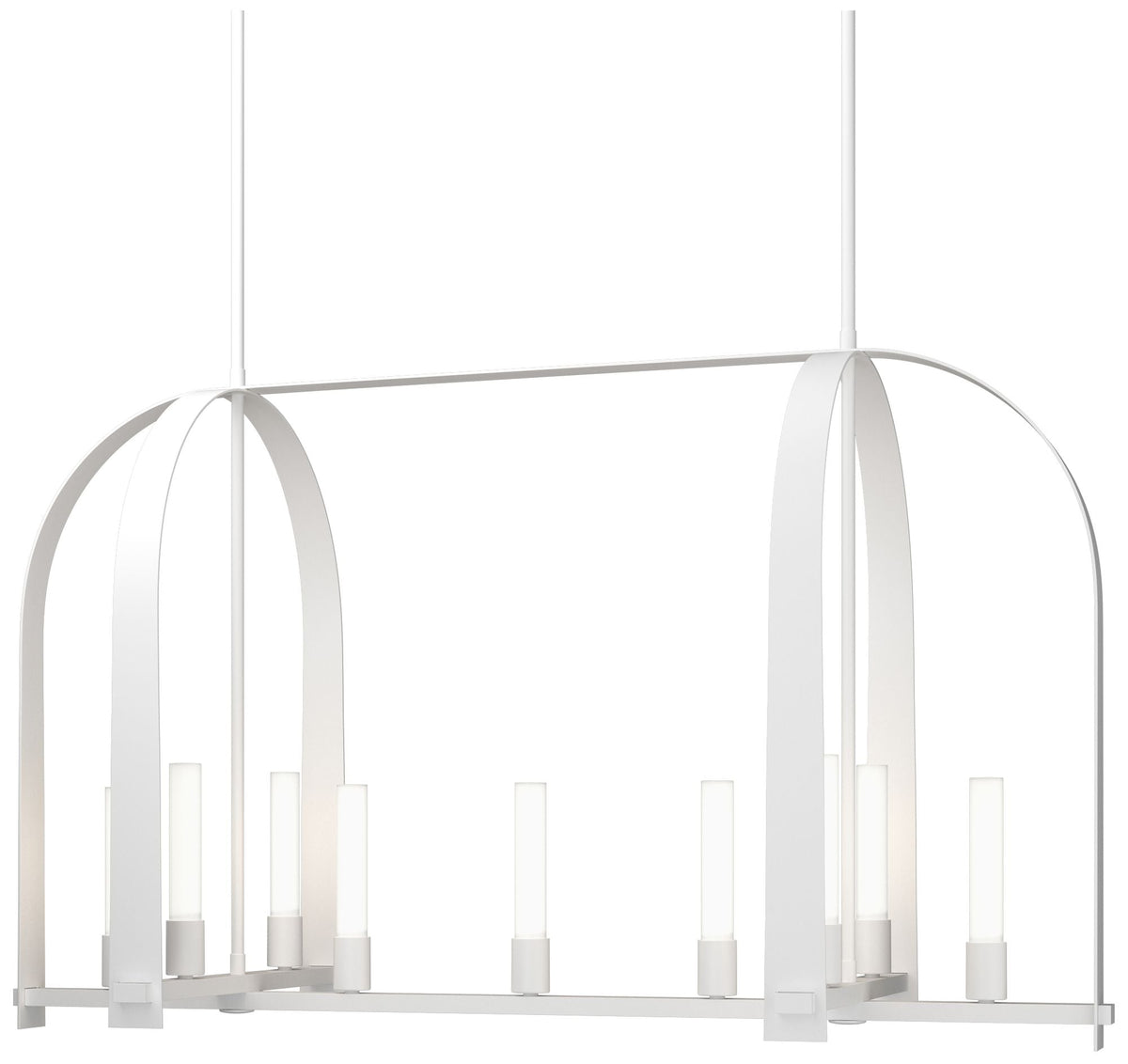 Triomphe 41" Wide 9-Light White Linear Pendant With Frosted Glass Shad
