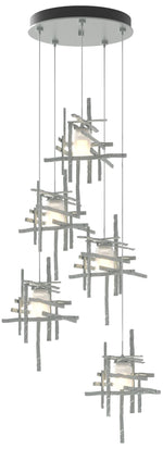 Tura 27.3" Wide 5-Light Vintage Platinum Standard Pendant w/ Frosted S