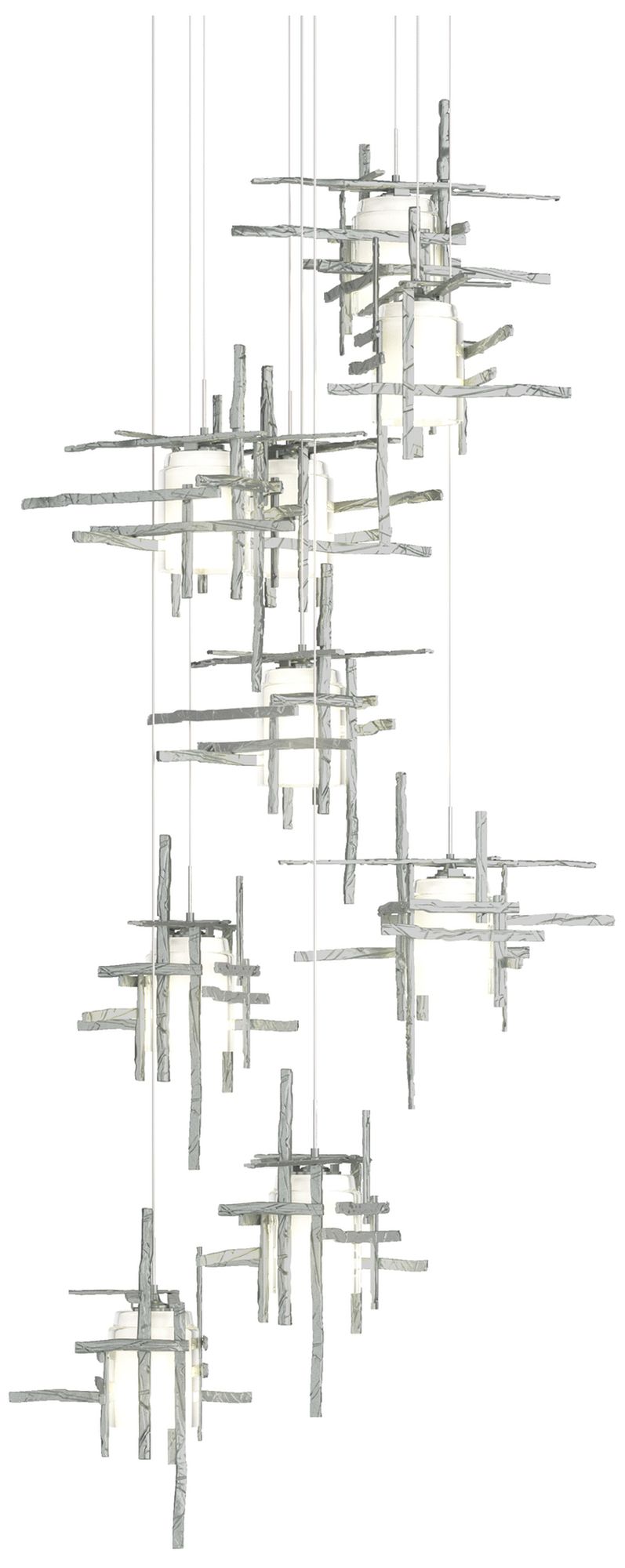 Tura 29.6"W 9-Light RoundLong Pendant w/ Frosted Glass Shade