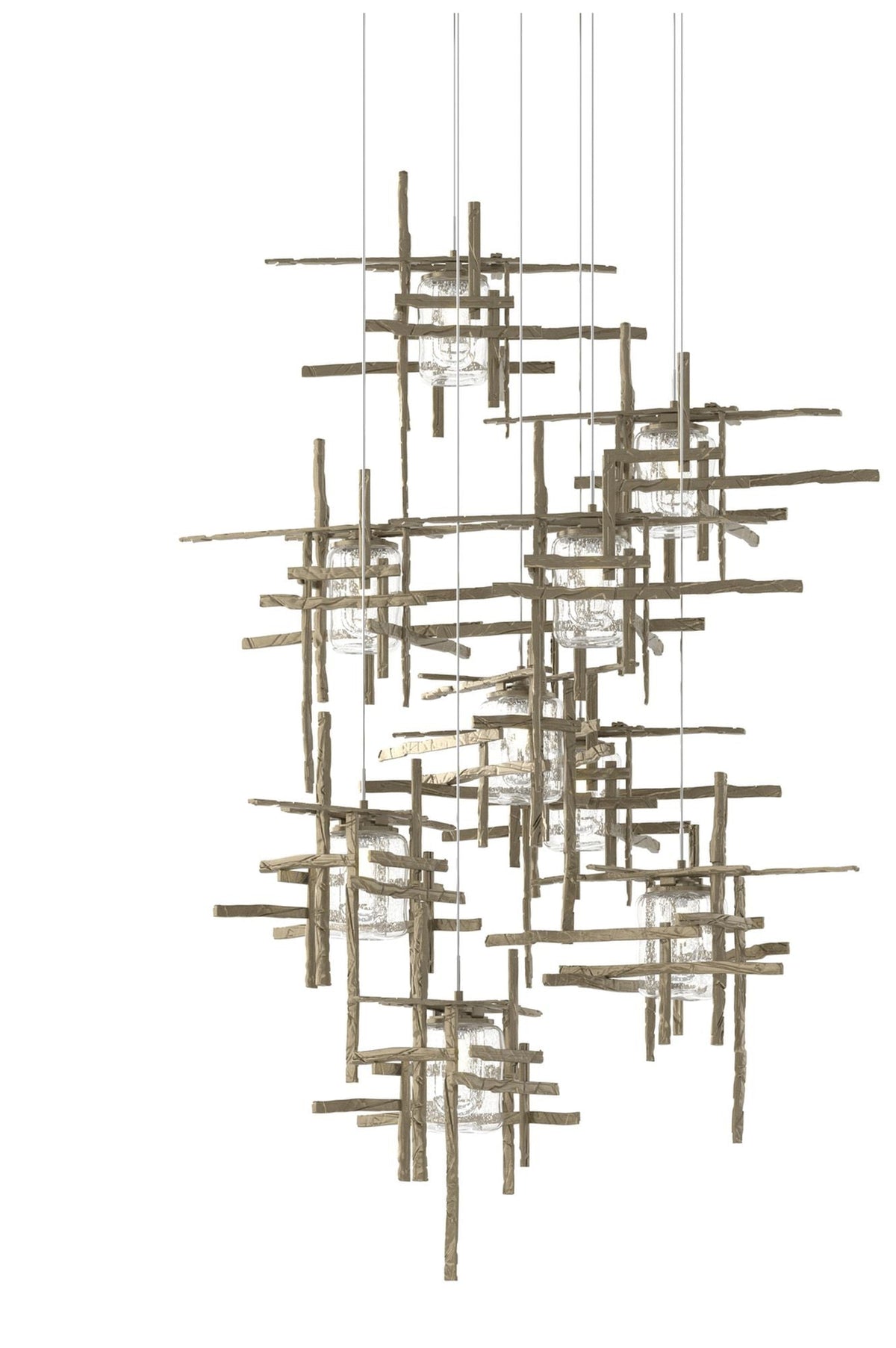 Tura 29.6"W 9-Light RoundLong Pendant w/ Seeded Glass Shade