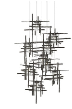 Tura 29.6"W 9-Light Round Oil Rubbed Bronze Long Pendant w/ Seeded Sha