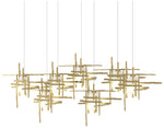 Tura 53.6"W 7-Light Rectangular Brass Long Pendant w/ Frosted Glass Sh