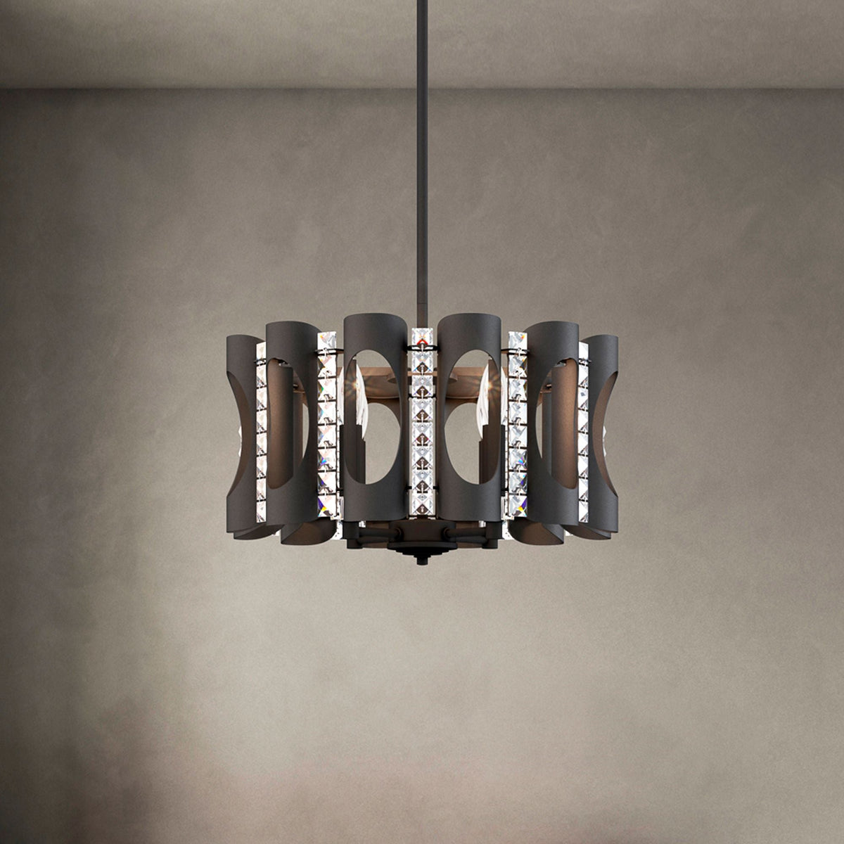 Twilight 8.5"H x 18"W 4-Light Crystal Pendant in Black