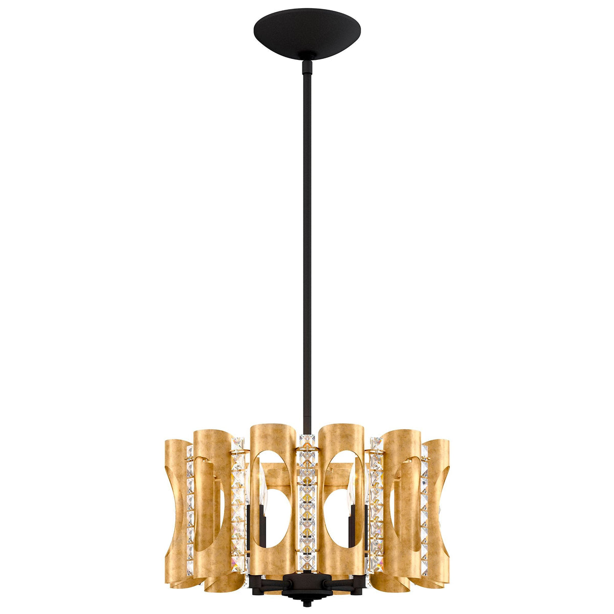 Twilight 8.5"H x 18"W 4-Light Crystal Pendant in Heirloom Gold