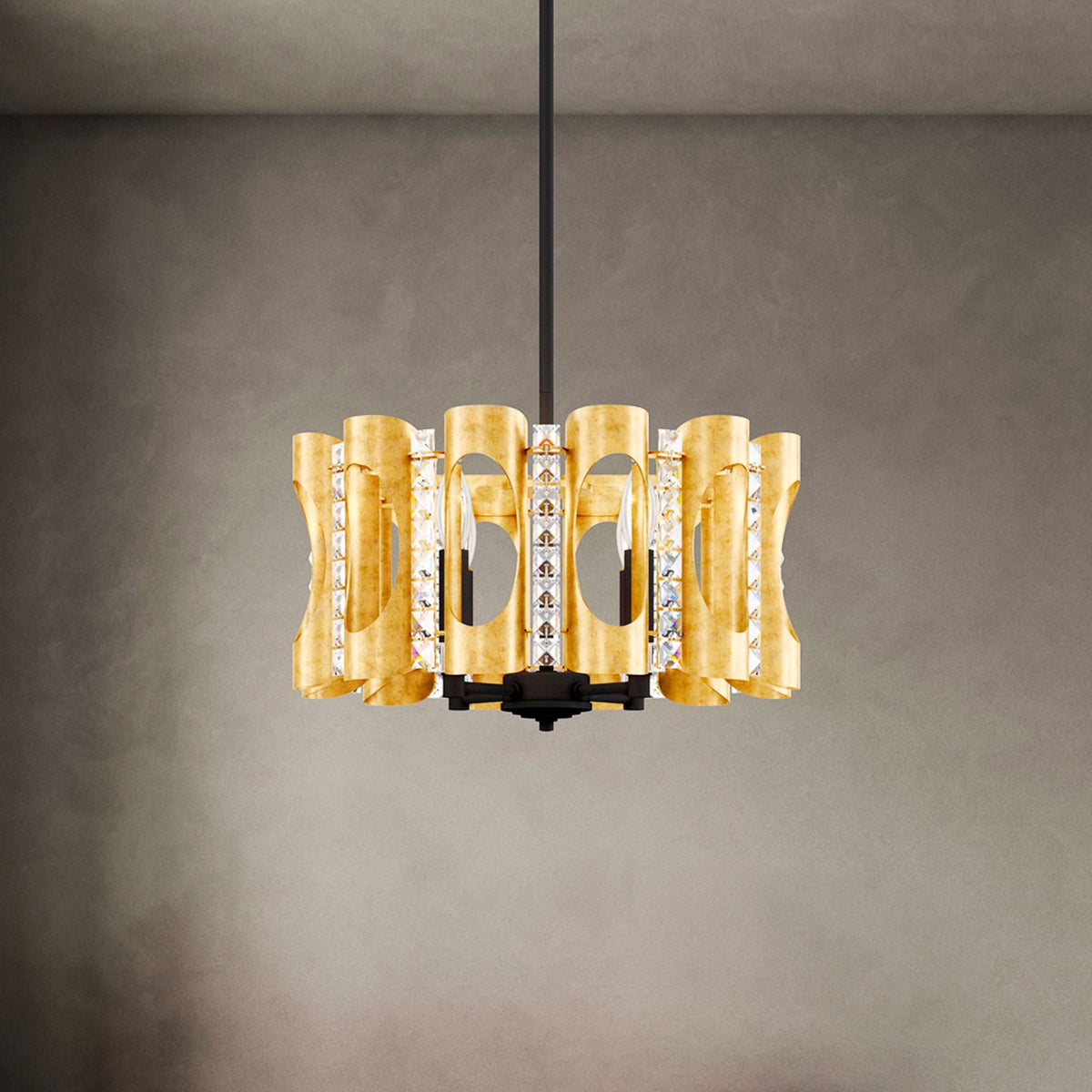 Twilight 8.5"H x 18"W 4-Light Crystal Pendant in Heirloom Gold