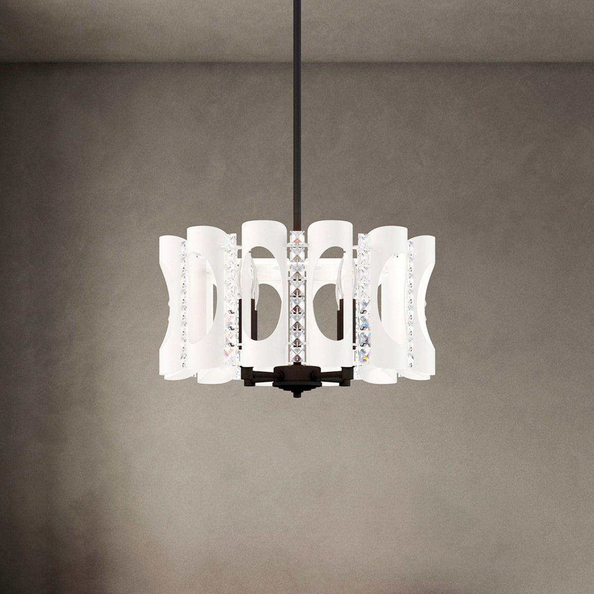 Twilight 8.5"H x 18"W 4-Light Crystal Pendant in White