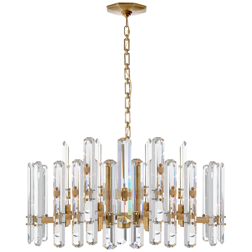 Bonnington Large Chandelier in Hand Rubbed Antique Brass with Crystal