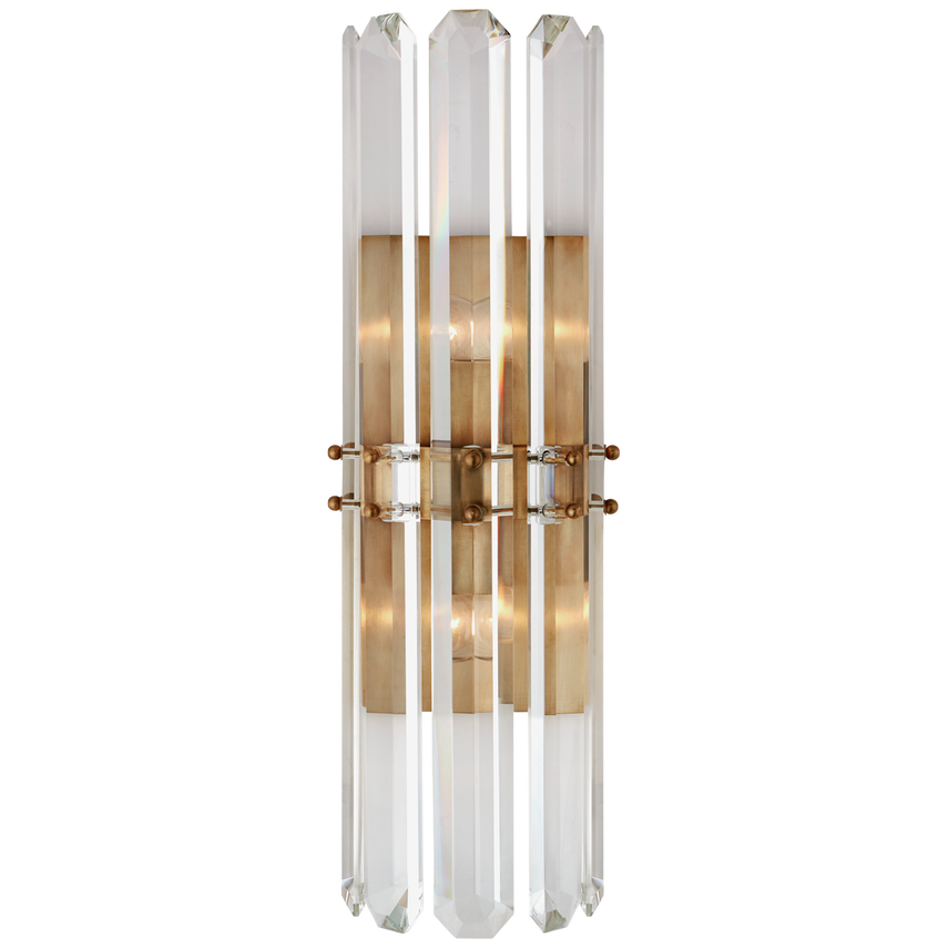 Bonnington Tall Sconce in Hand Rubbed Antique Brass with Crystal