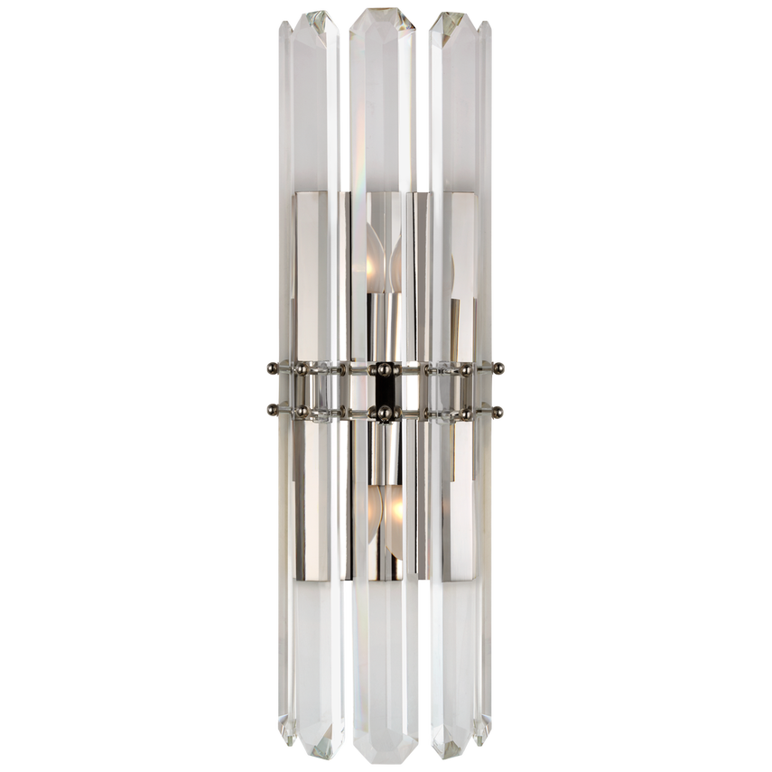 Bonnington Tall Sconce in Polished Nickel with Crystal