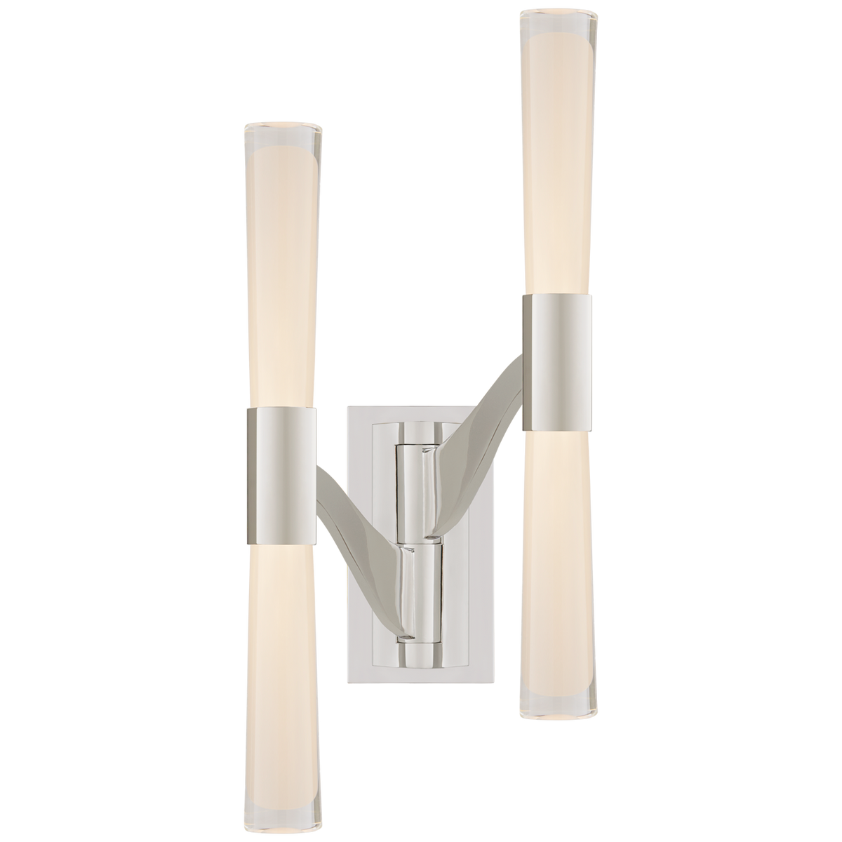 Brenta Large Double Articulating Sconce in Polished Nickel with Clear Glass