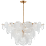 Loire Large Chandelier in Gild with White Strie Glass