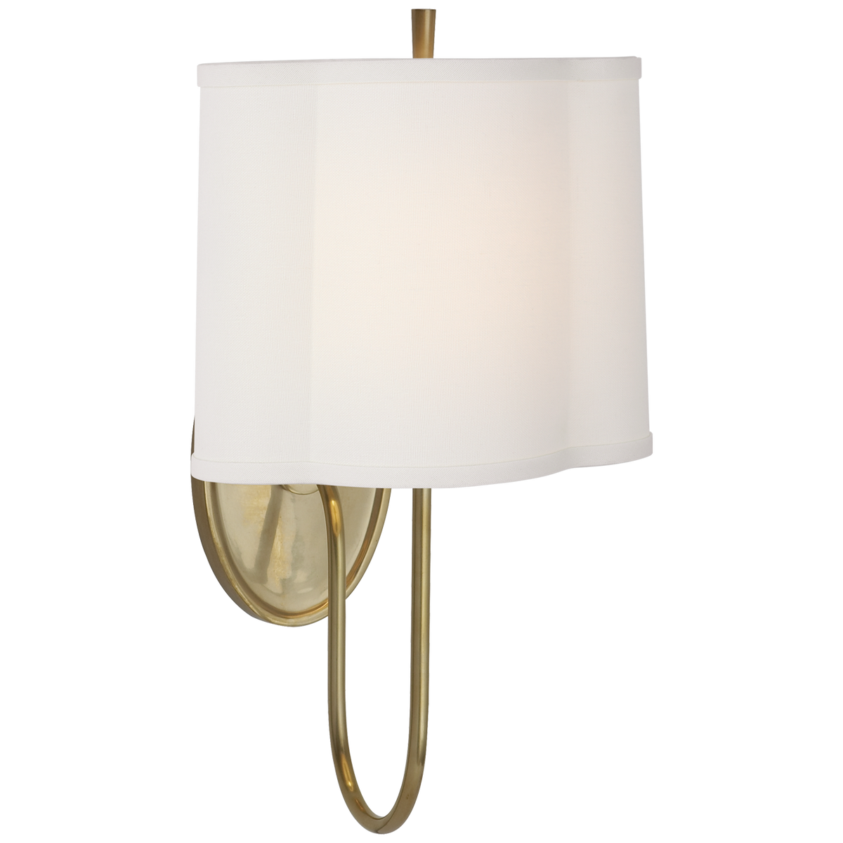Simple Scallop Wall Sconce in Soft Brass with Silk Oval Shade