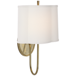 Simple Scallop Wall Sconce in Soft Brass with Silk Oval Shade