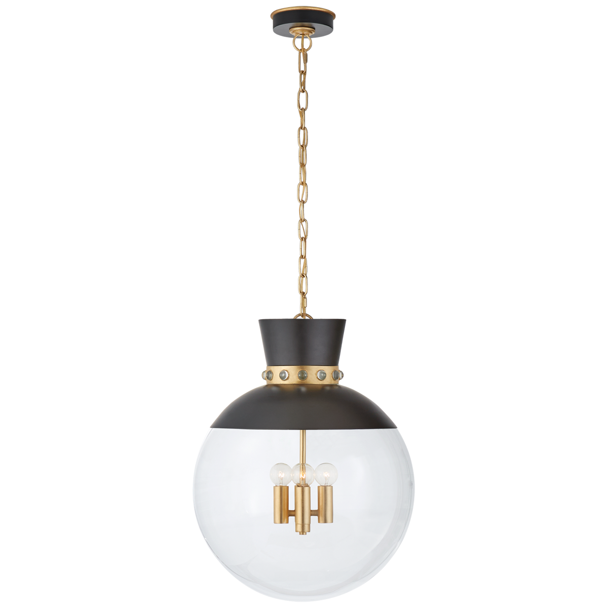 Lucia Large Pendant in Matte Black & Gild with Clear Glass