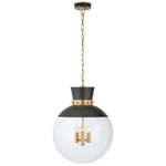 Lucia Large Pendant in Matte Black & Gild with Clear Glass