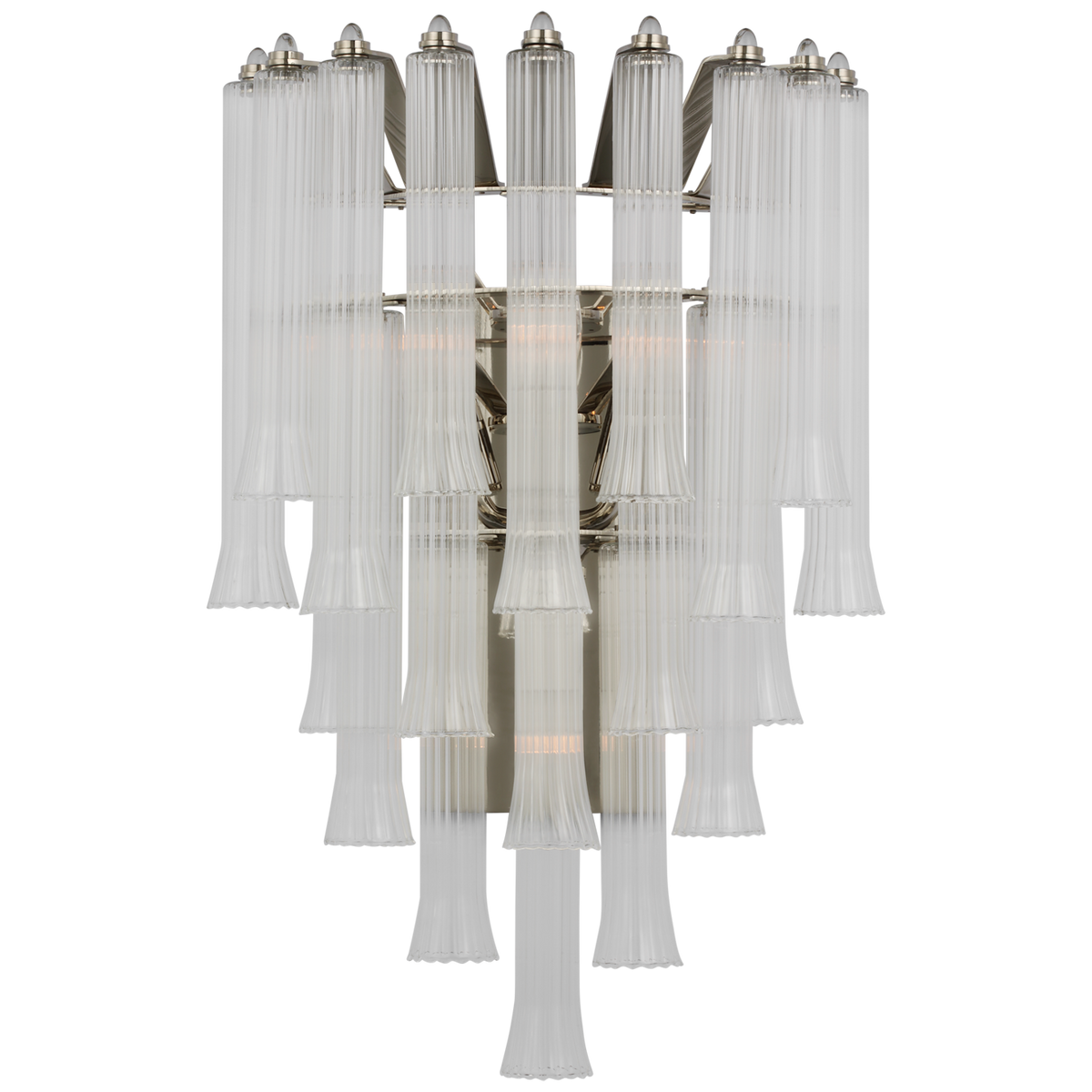Lorelei Large Waterfall Sconce in Polished Nickel with Clear Glass