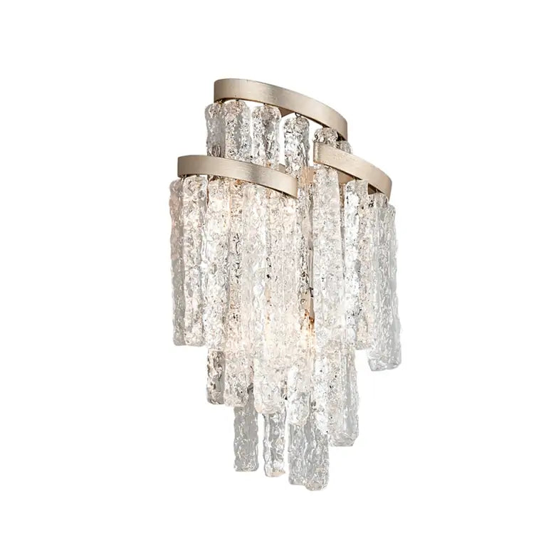 Mont Blanc Wall Sconce in Modern Silver Leaf & Murano Glass