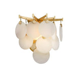 Serenity Wall Sconce in Gold Leaf with Polished Stainless Finish and Alabaster