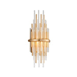 Theory One Light Wall Sconce in Gold Leaf with Polished Stainless and Glass Details