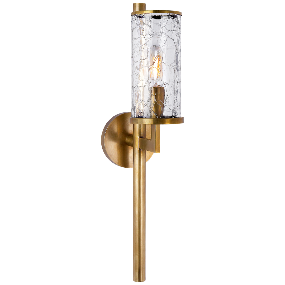 Liaison Single Sconce in Antique Burnished Brass with Crackle Glass