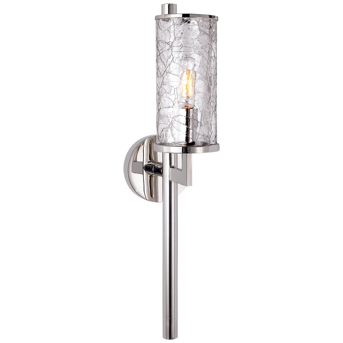Liaison Single Sconce in Polished Nickel with Crackle Glass