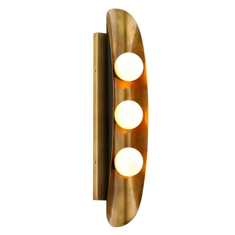 Hopper Wall Sconce in Vintage Brass & Black Brass Accents