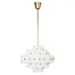 JONATHAN ADLER VIENNA PENDANT in Modern Brass Finish & Individually Hand Blown White Pulegoso Glass