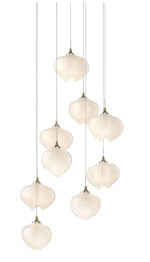 Ume 20.5"W 9-Light Round Soft Gold Long Pendant w/ Frosted Glass Shade