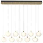 Ume 44.7"W 10-Light Rectangular Brass Standard Pendant w/ Frosted Shad
