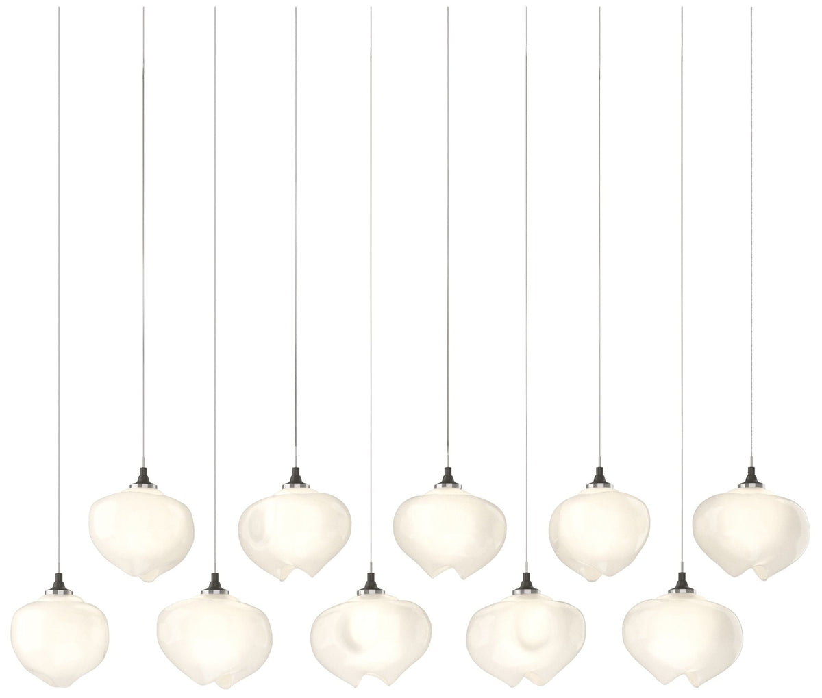 Ume 44.7"W 10-Light Rectangular Dark Smoke Long Pendant w/ Frosted Sha
