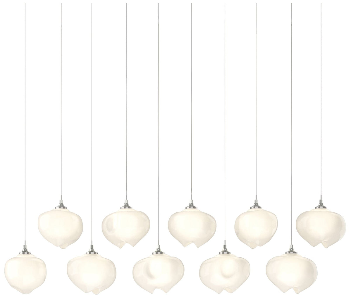 Ume 44.7"W 10-Light Rectangular Sterling Long Pendant w/ Frosted Shade