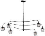 Ume 6-Light Large Pendant - Black - Cool Grey Glass - Standard Height