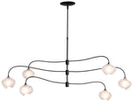 Ume 6-Light Large Pendant - Black Finish - Frosted Glass - Standard Height