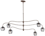 Ume 6-Light Large Pendant - Bronze Finish -Grey Glass - Standard Height
