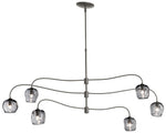 Ume 6-Light Large Pendant - Iron Finish - Cool Grey Glass - Standard Height