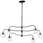 Ume 6-Light Pendant - Black Finish - Clear Glass - Standard Height