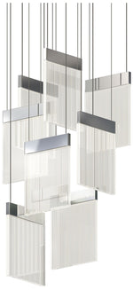 V Panels 16.25" Wide 8 Light Polished Chrome Pendant