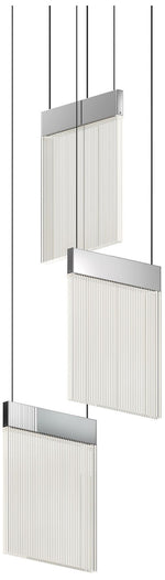 V Panels 8.75" Wide 3 Light Polished Chrome Pendant